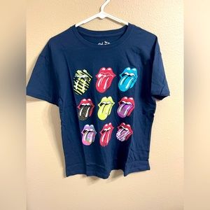 The Rolling Stones 9 Tongue Logo Navy Blue Medium